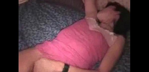  Beautiful brunette wife ravenously blows his massive throbbing cock